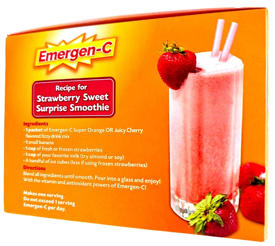 Emergen-C Crystals Orange Cherry 1000mg Vitamin C 120 Count