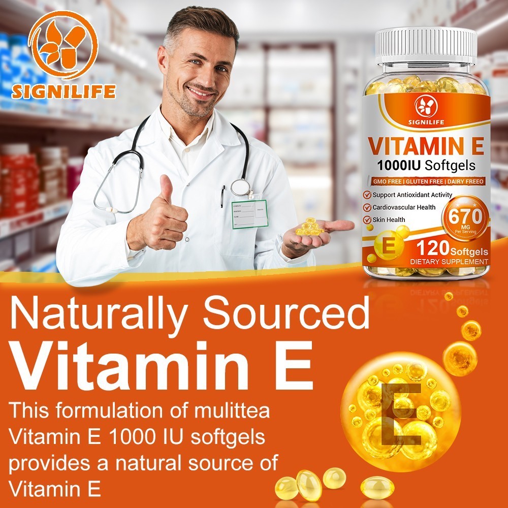 Vitamin E 1000IU Mixed Tocopherols Natural Antioxidant for Skin & Immune Support