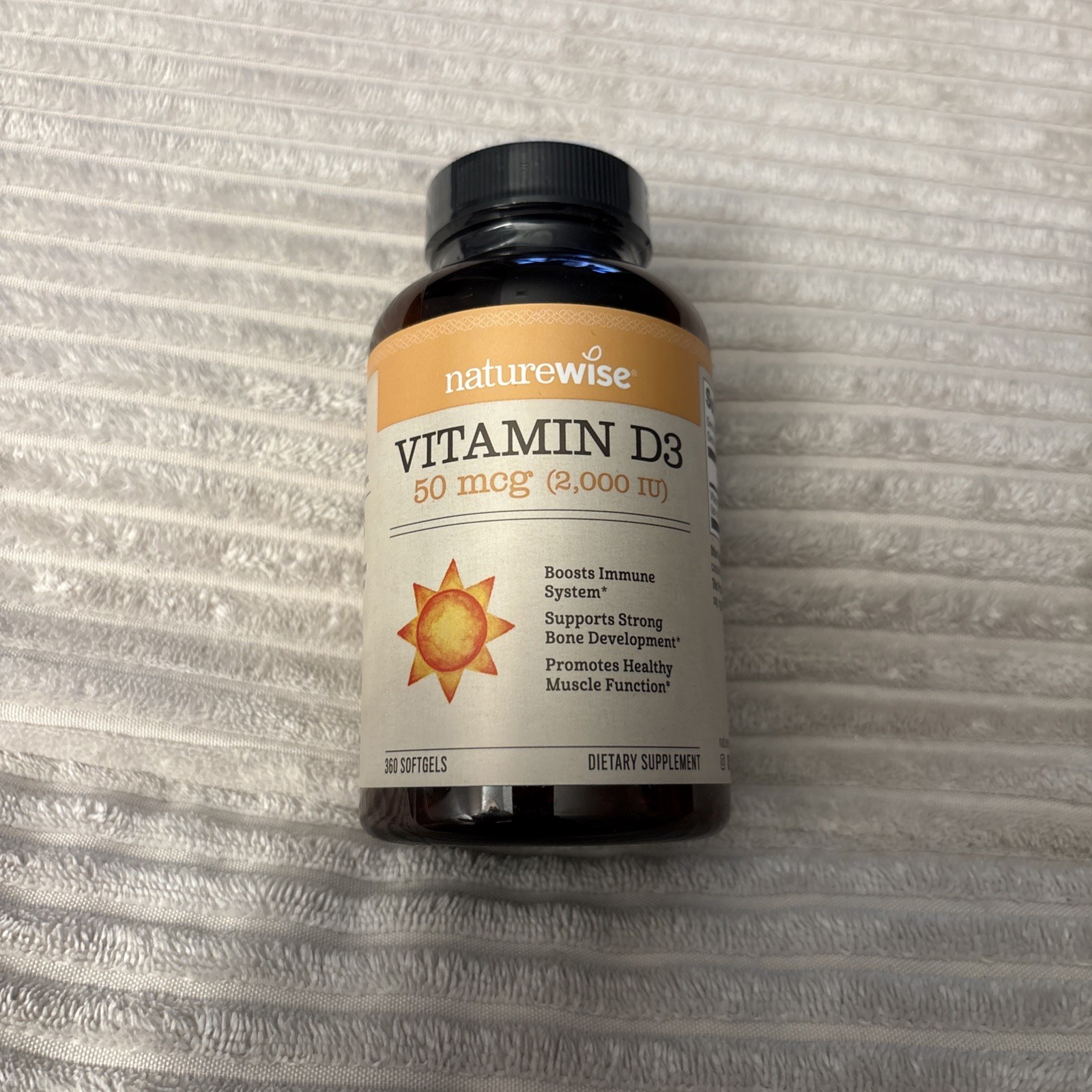 Naturewise Vitamin D3 5000 IU Softgels – 360 Count Exp 04/2028 NEW