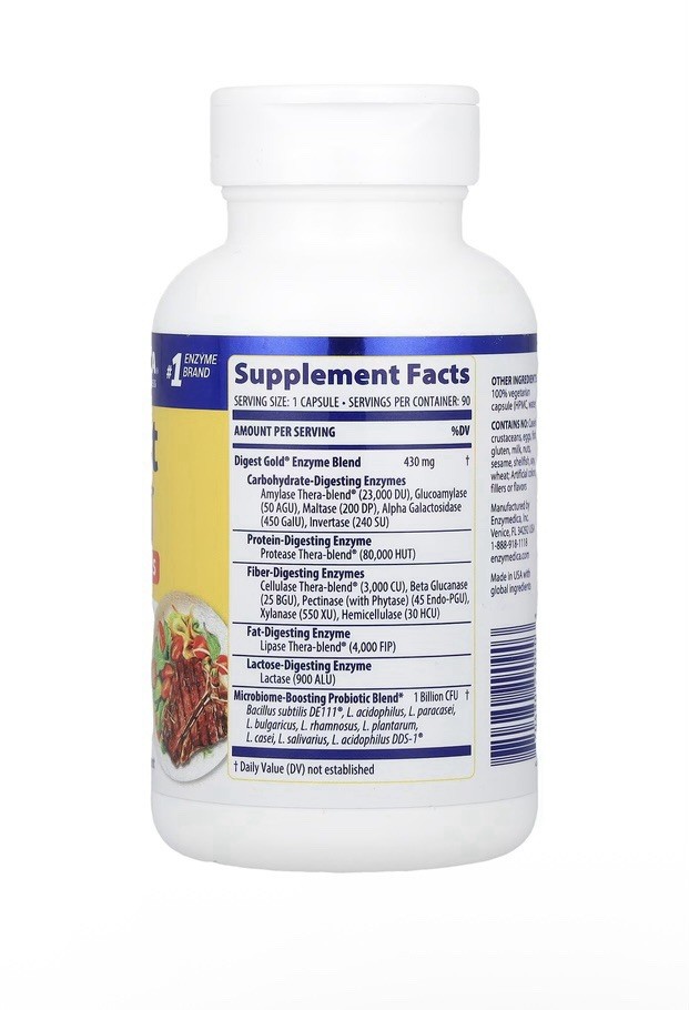 Enzymedica Digest Gold + Probiotics ( 90 Capsules ) Exp:08/27+