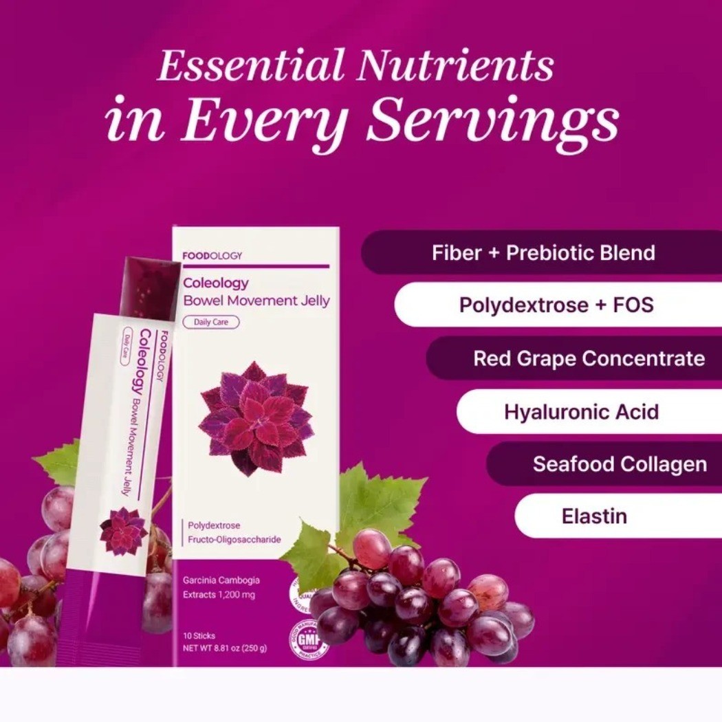 FOODOLOGY Coleology Bowel Movement Jelly Sticks, Gut Bloating Reli.Grape Flavor,