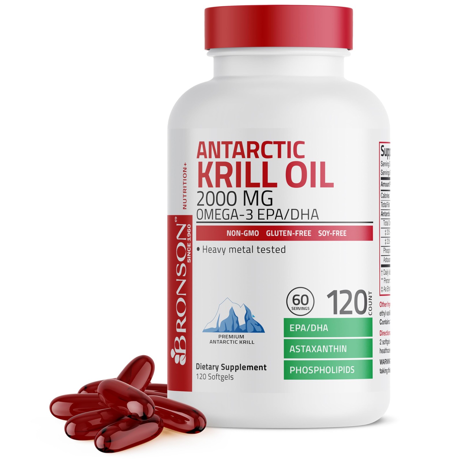 Bronson Antarctic Krill Oil 2000mg with Omega-3s EPA, 120 Count (Pack of 1)
