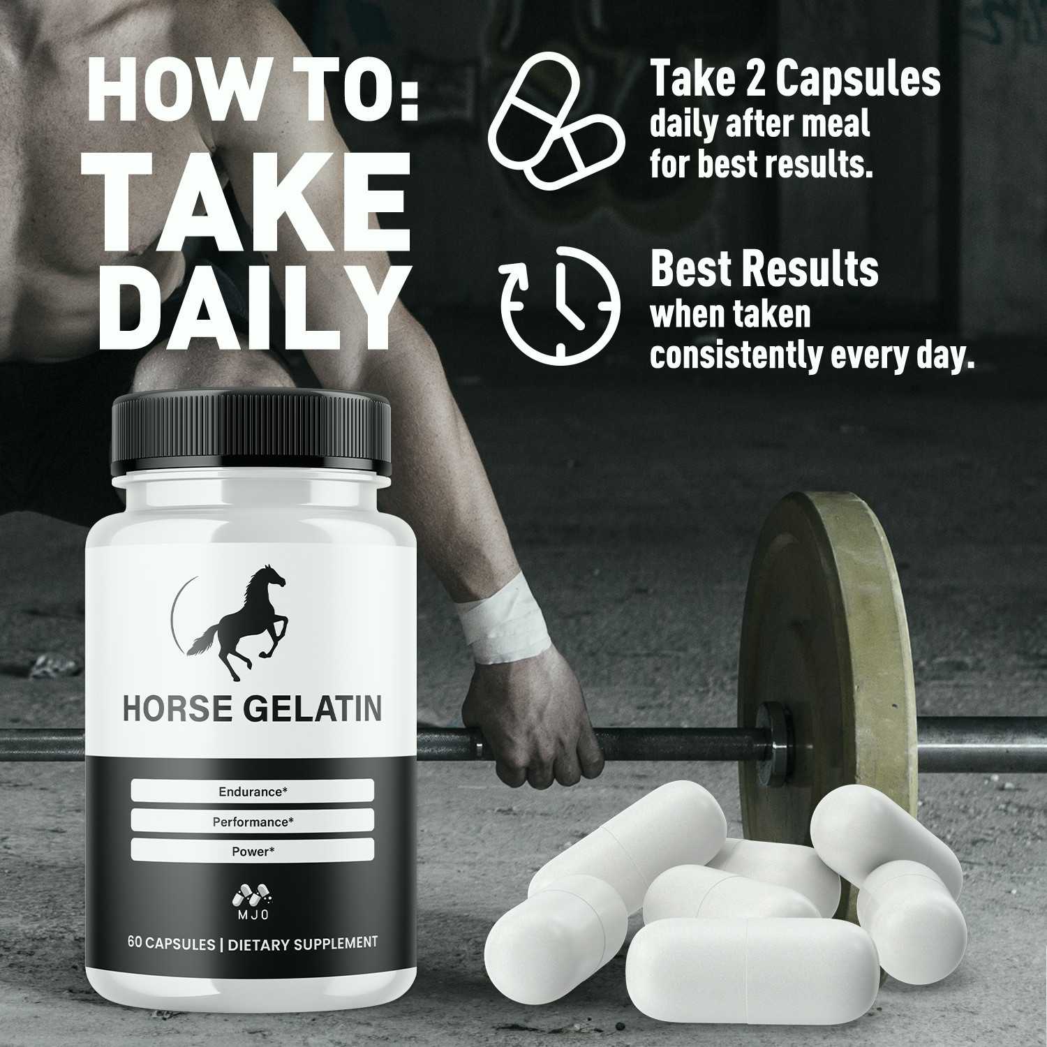 (1 Pack) Horse Gelatin Advanced Male Health Support HorseGelatin 60 Capsules