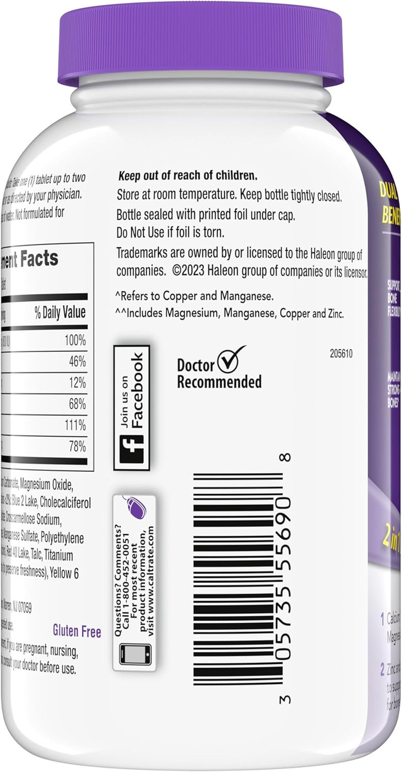 Caltrate 600 plus D3 plus Minerals Calcium and Vitamin D Supplement Tablets, Bon
