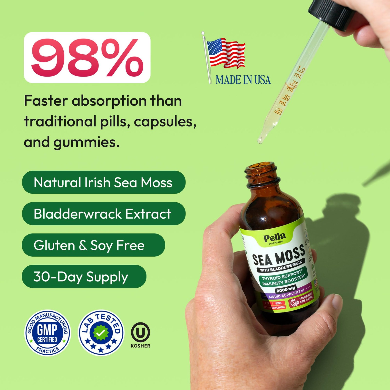 Pella Nutrition Sea Moss Drops with Bladderwrack – 4X 2 Fl Oz (Pack of 1)