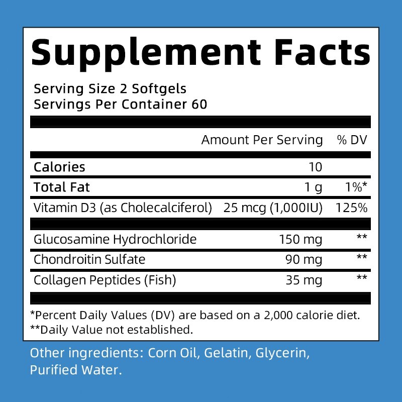 Glucosamine Chondroitin MSM 1500mg Vitamin D3 Triple Strength Joint Support Caps