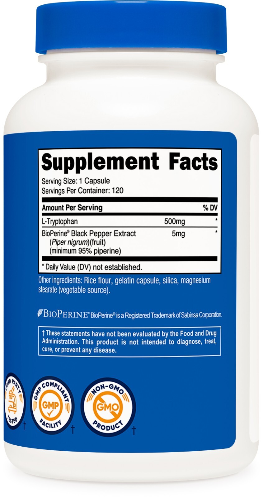 Nutricost L-Tryptophan 500mg, 120 Capsules – Gluten Free, Non-GMO