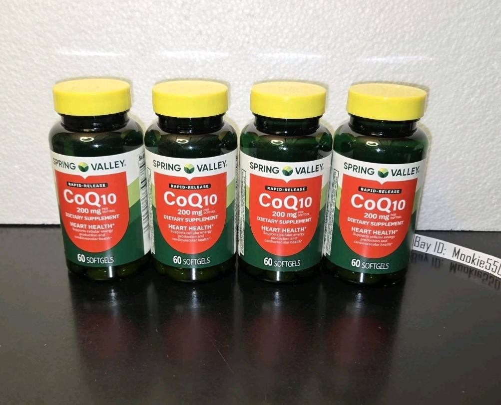 EXP 07/2028! (240ct) 4 Lot 80ct Spring Valley CoQ10 200mg Softgels Rapid Release
