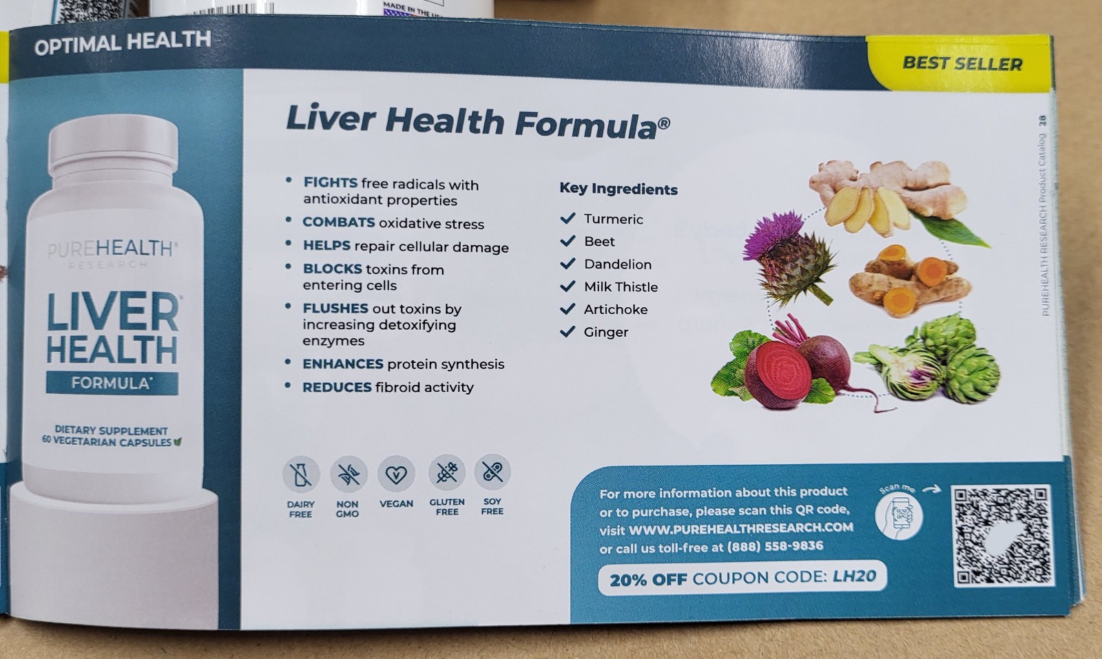 6-Pack Pure Health Liver Research – Liver Health – 360 Caps – EXPIRES 2028
