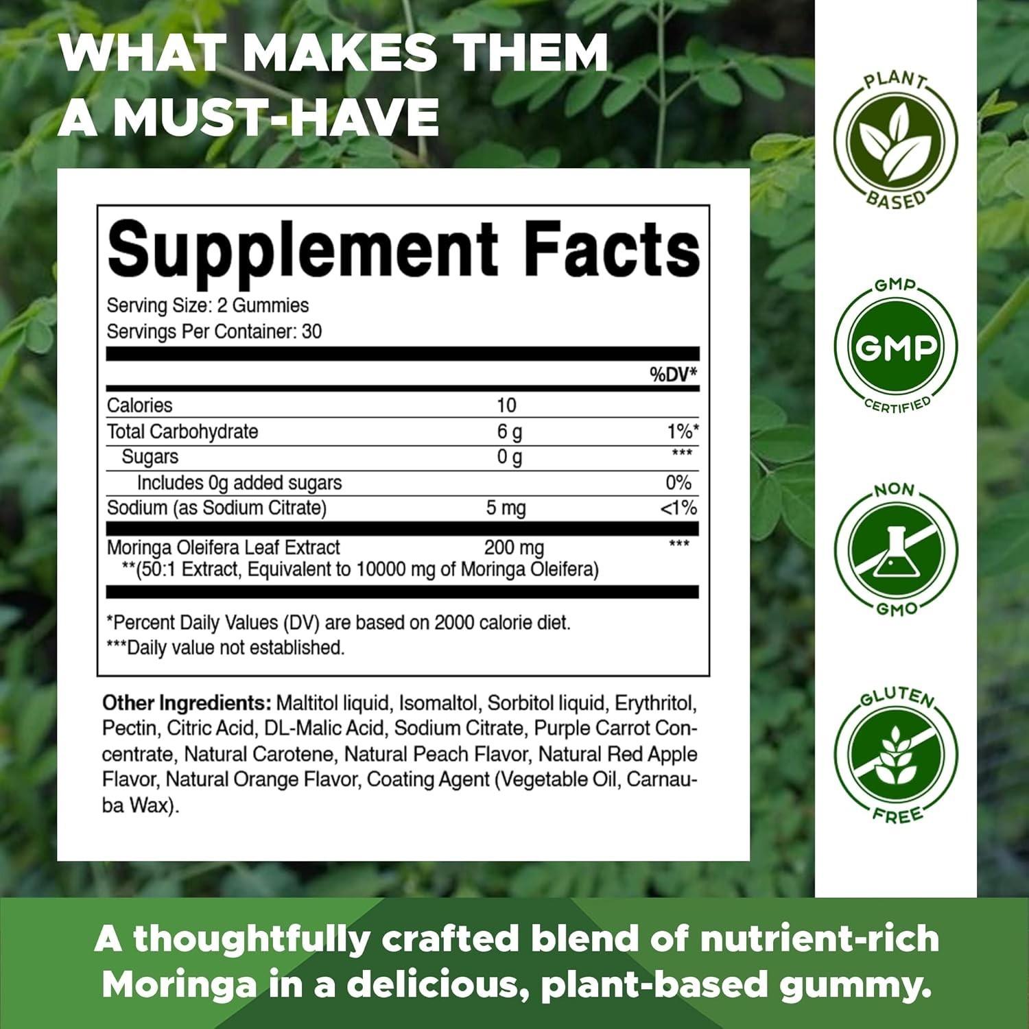 2 BOTTLES-NEW LUXRY Vitamatic Sugar Free Moringa Gummies – 10,000 mg 60 Count
