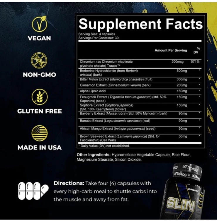 Enhanced Labs SLIN Nutrient Partitioner BuildMuscle New Sealed 120 Caps 06/2027