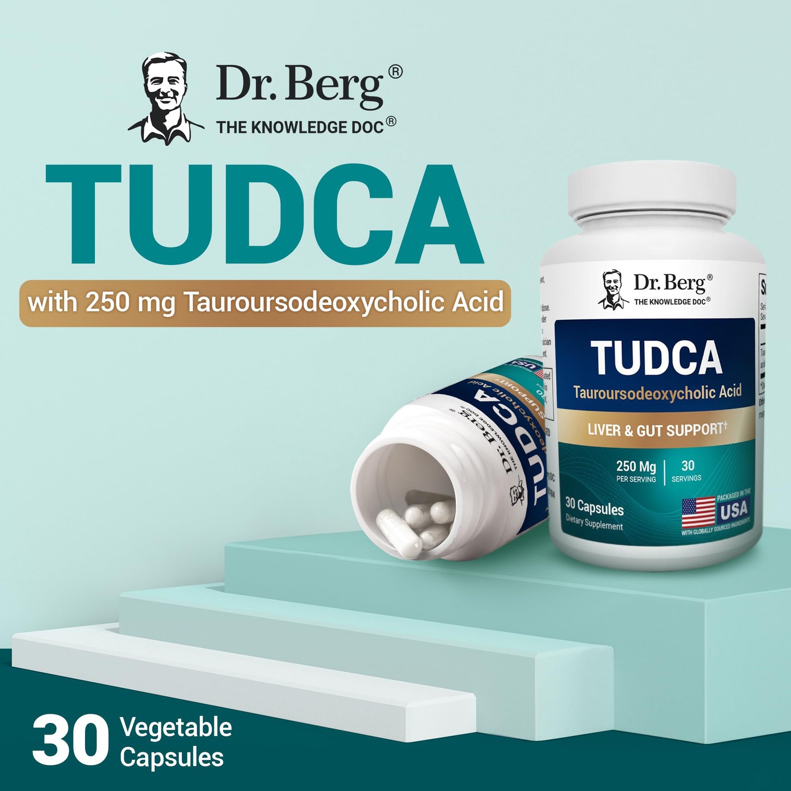 Dr. Berg TUDCA Supplement (Tauroursodeoxycholic Acid) – 30 Count (Pack of 1)