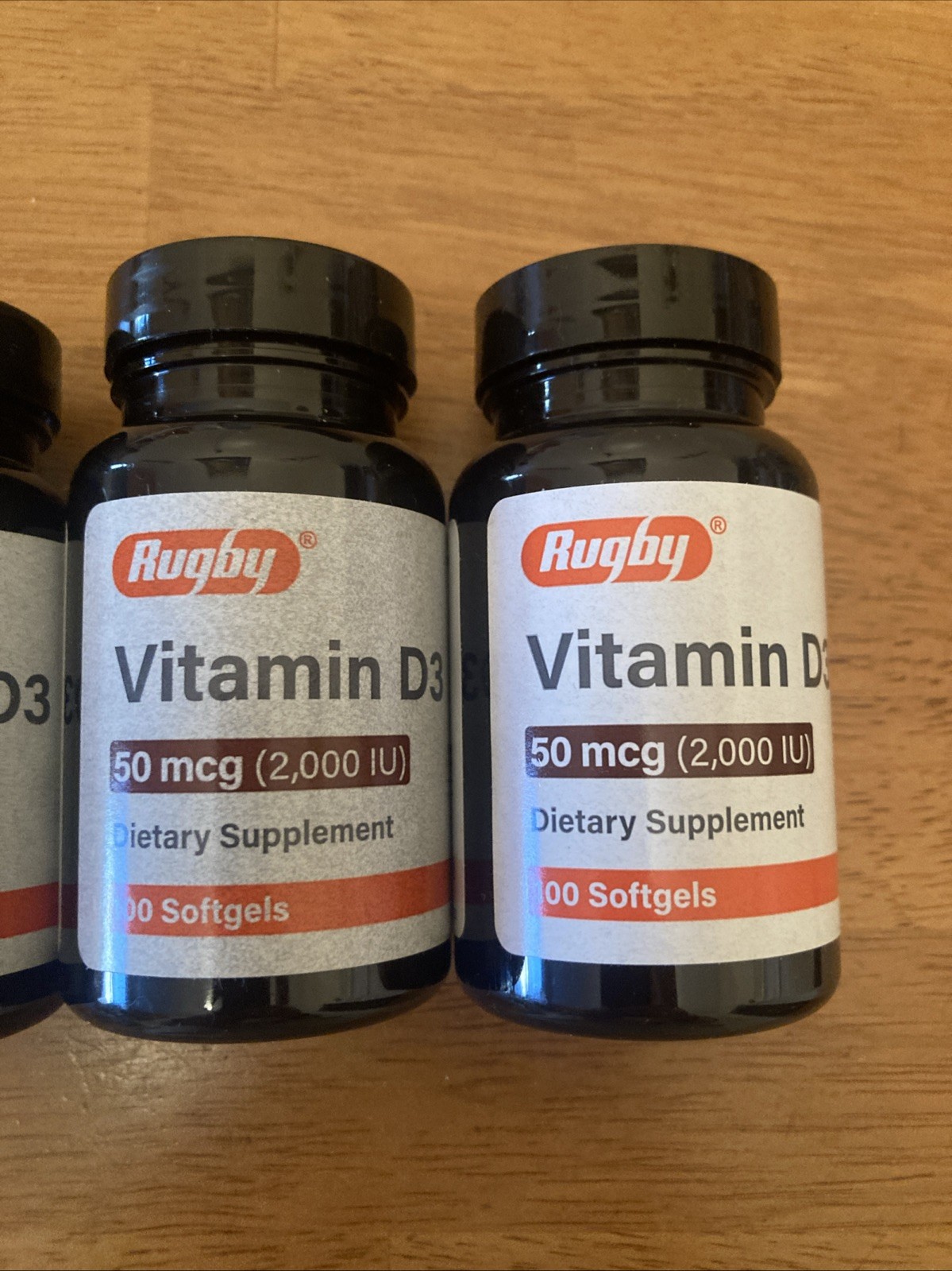 Vitamin D3 -50MCG (2000 IU) supplement by Rugby – EXP:01/2026 + Soft 3 Bottles