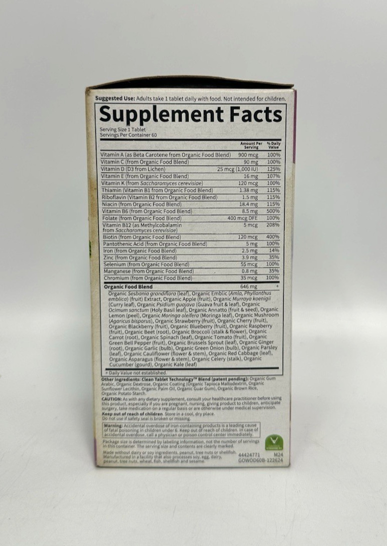 Garden of Life Organics Women’s Multivitamin – 60 Vegan Tablets – 01/2028 SEALED