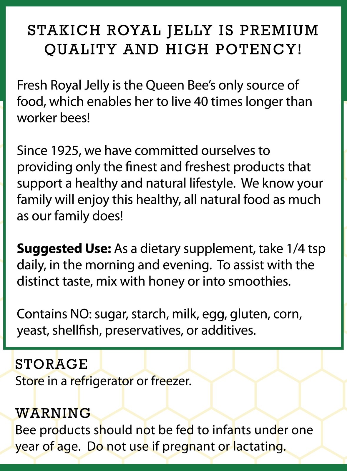 1 lb 16oz PURE FRESH ROYAL JELLY 100% NATURAL PREMIUM QUALITY RAW BEE 453,600mg