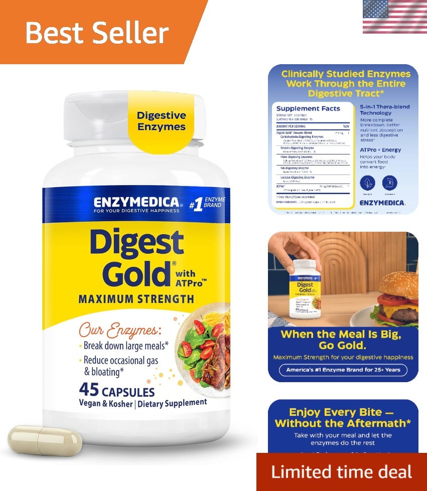45 Count Digestive Enzymes with ATPro Blend: Unflavored Bloating Relief,