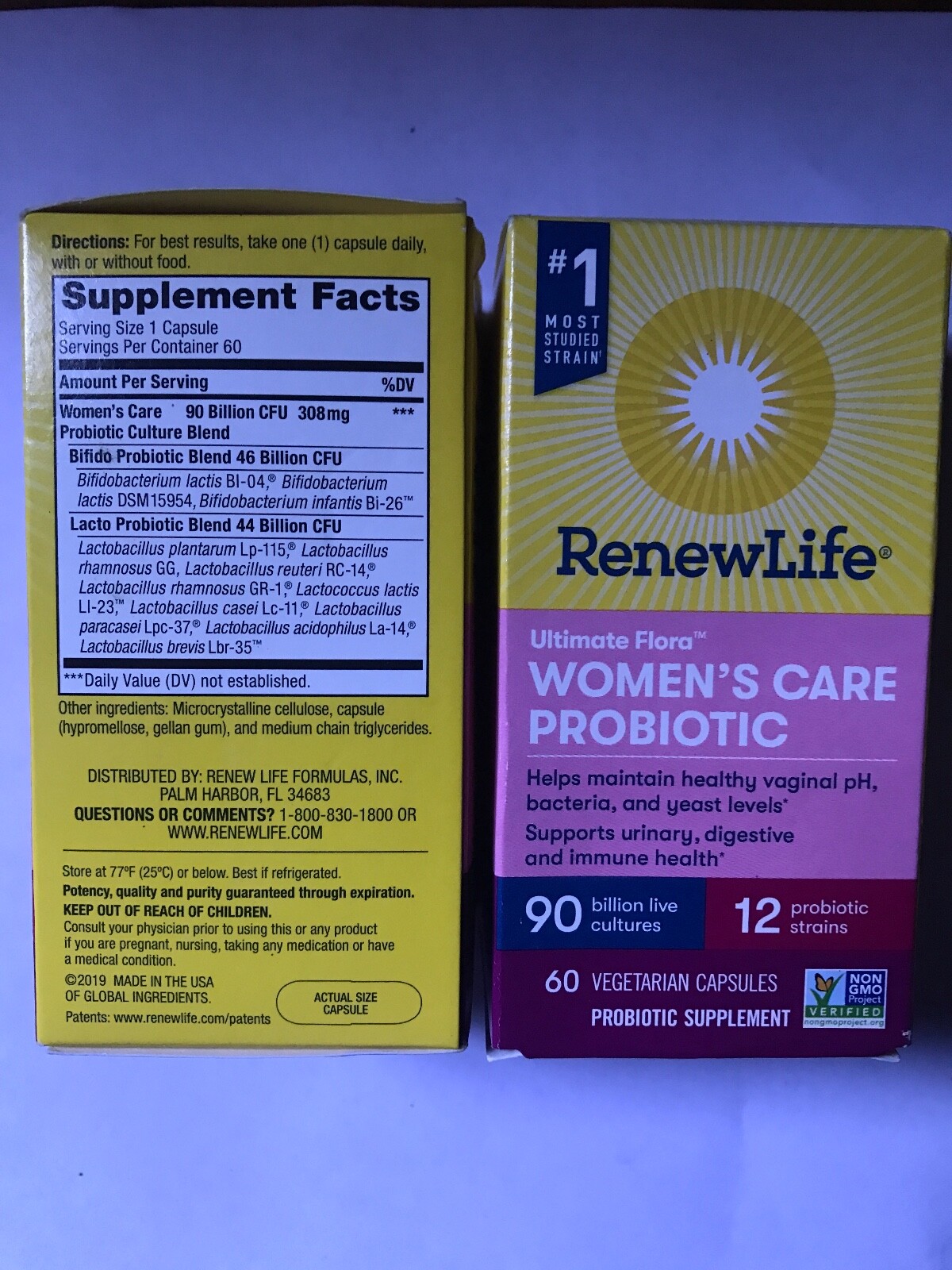 2 Renew Life Ultimate Flora Women’s Care Probiotic 90 Billion 60 Caps Ships Cold