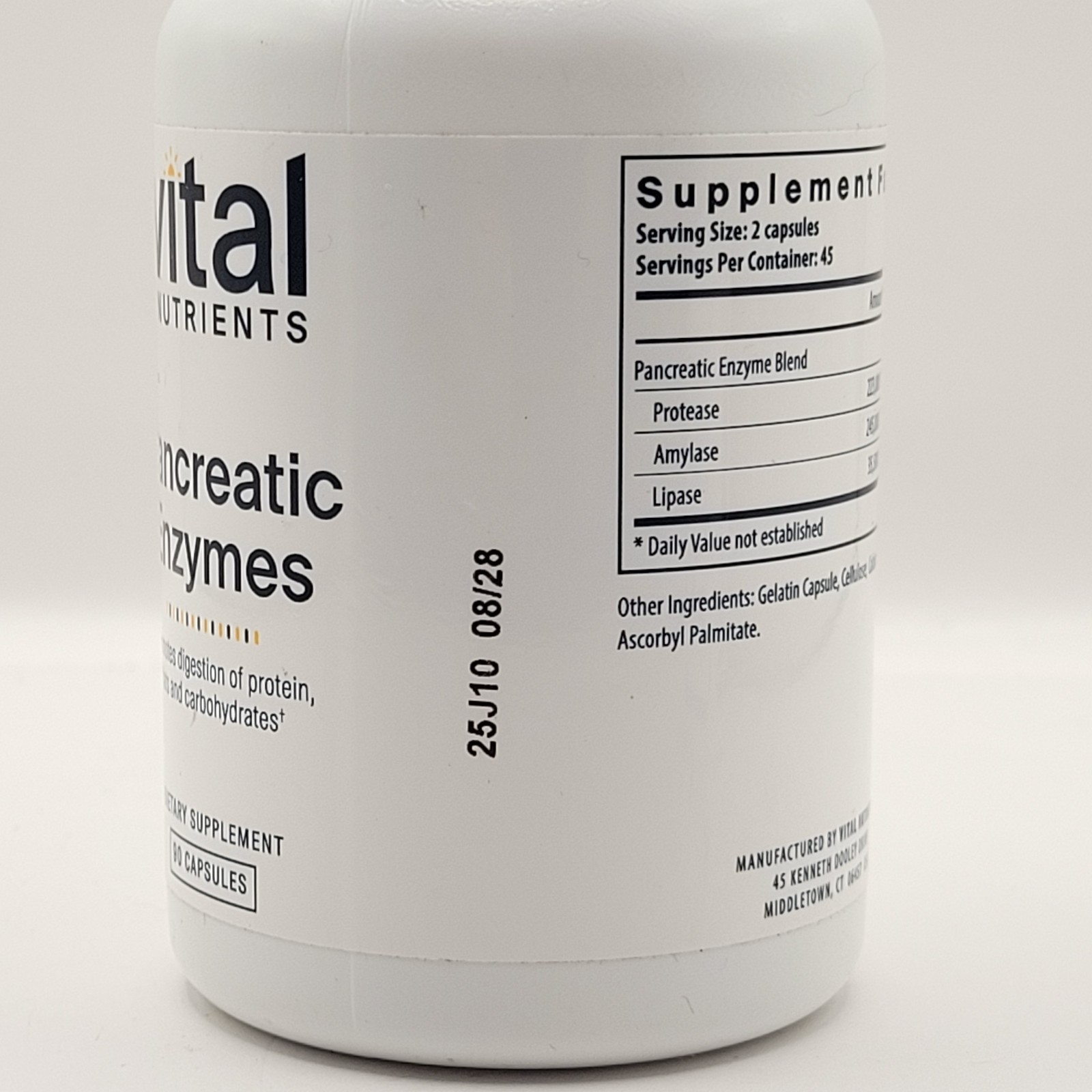 Vital Nutrients PANCREATIC ENZYMES 1000mg 90 Capsules Aids Digestion