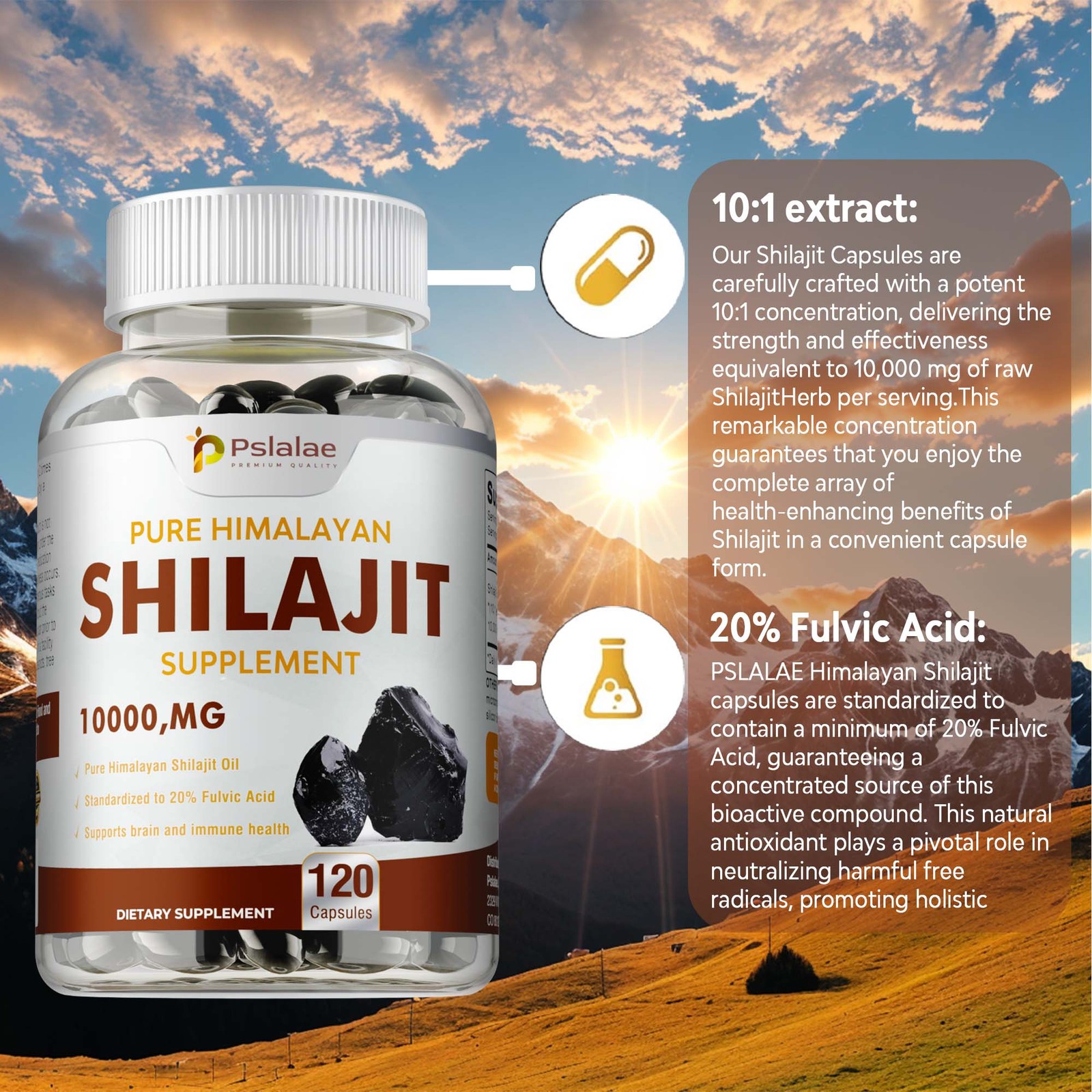 Pure Himalayan Shilajit 10000mg – Fulvic Acid – Stamina, Strength, Performance