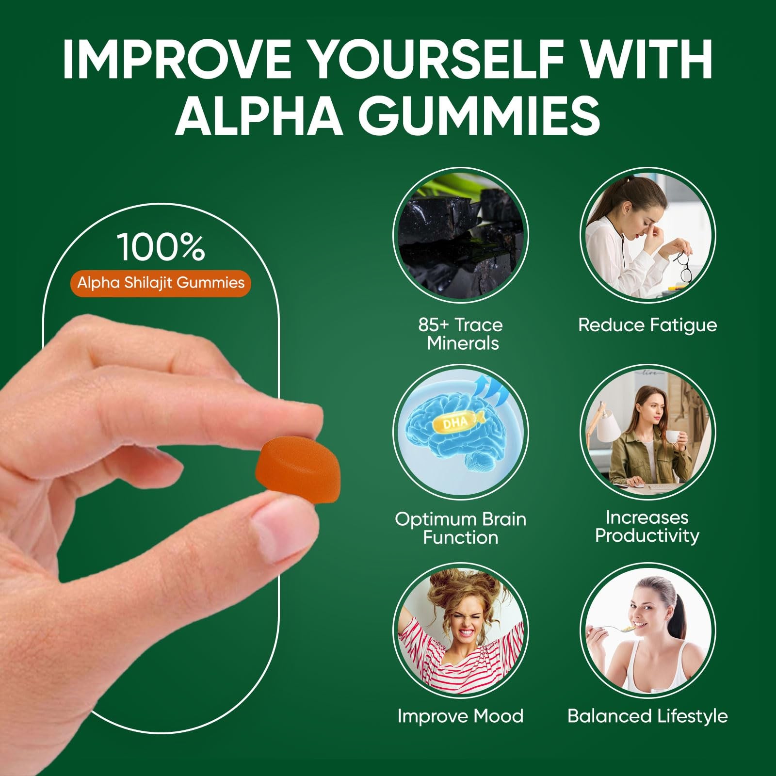 10-in-1 True Alpha Shilajit Gummies, 4000mg Himalayan Alpha Gummies for Men,…