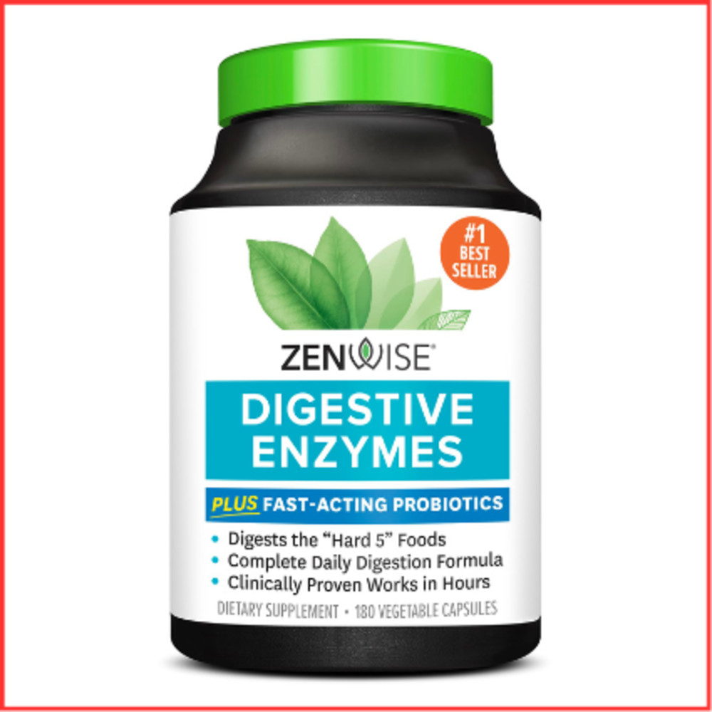 DIGESTIVE ENZYMES with Prebiotics Probiotics for Women Men 180ct ZENWISE