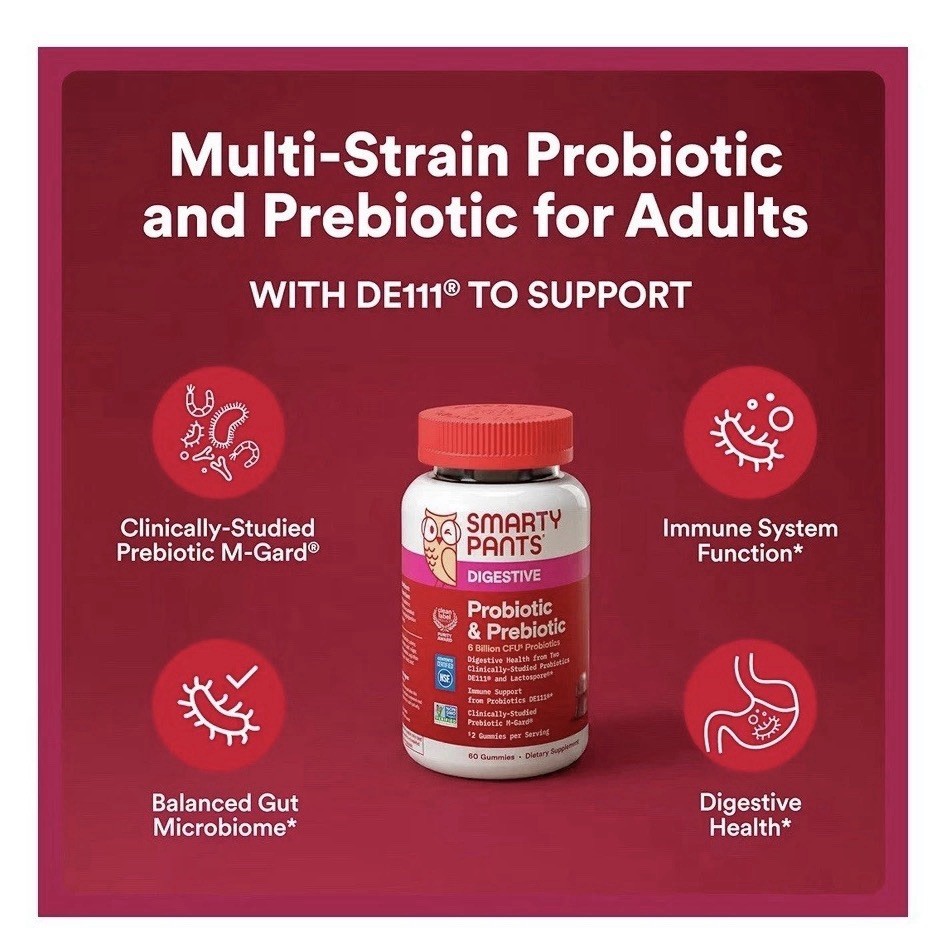 Delicious Grape Probiotic & Prebiotic Gummies – 6 Billion CFU Digestive Health!