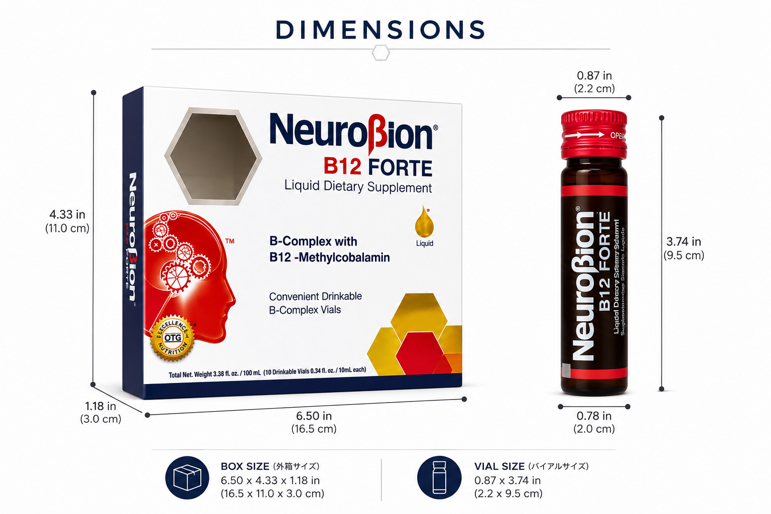 NeuroBion B12 FORTE Liquid B-Complex 10 Drinkable Vials 10mL Methylcobalamin