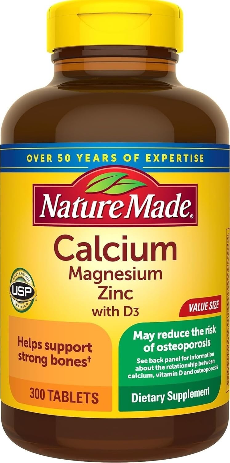 300 Count Calcium Magnesium Zinc Tablets with Vitamin D3 – Immune & Bone Support