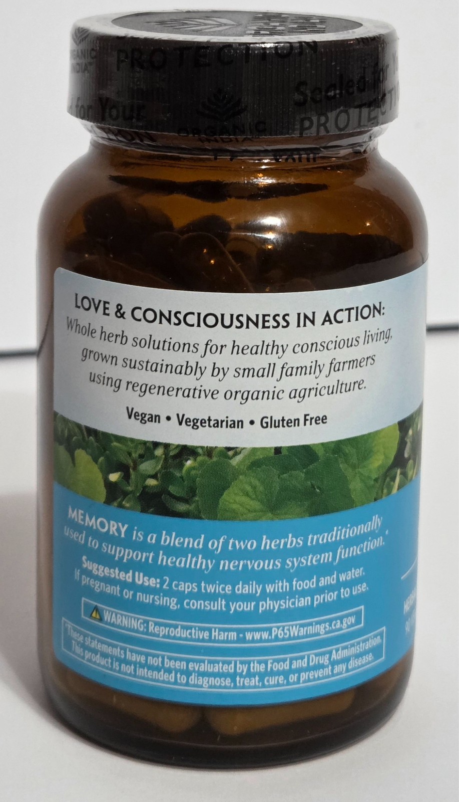 Organic India Memory Mental Clarity 90 Veggie Caps Gluten-Free, Organic, Vegan