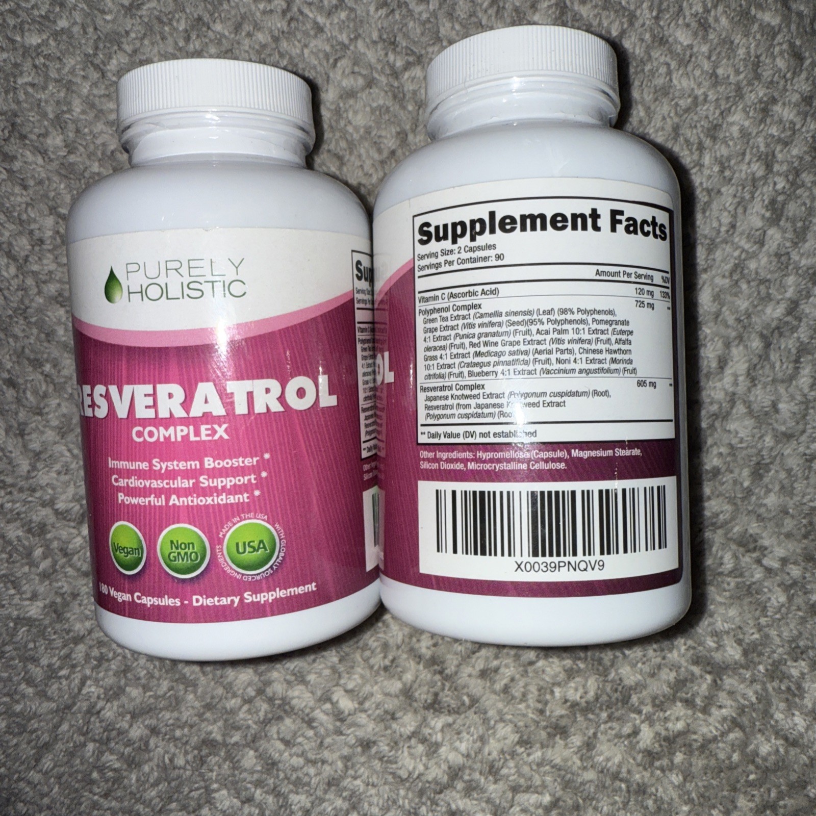 🌷(2) Holistic Resveratrol – 180 Veg Caps Each – EX: 10/2025