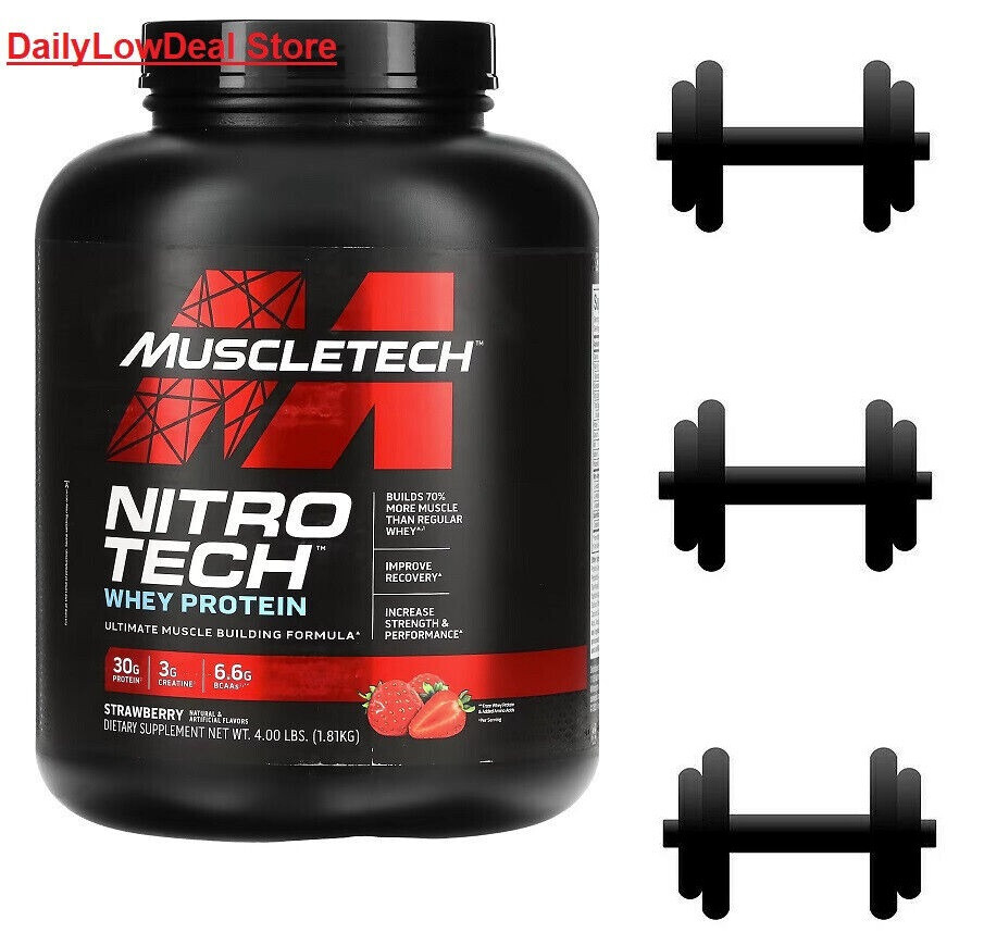 MuscleTech, Nitro Tech, Whey Protein, Strawberry, 4 lbs 05/2025