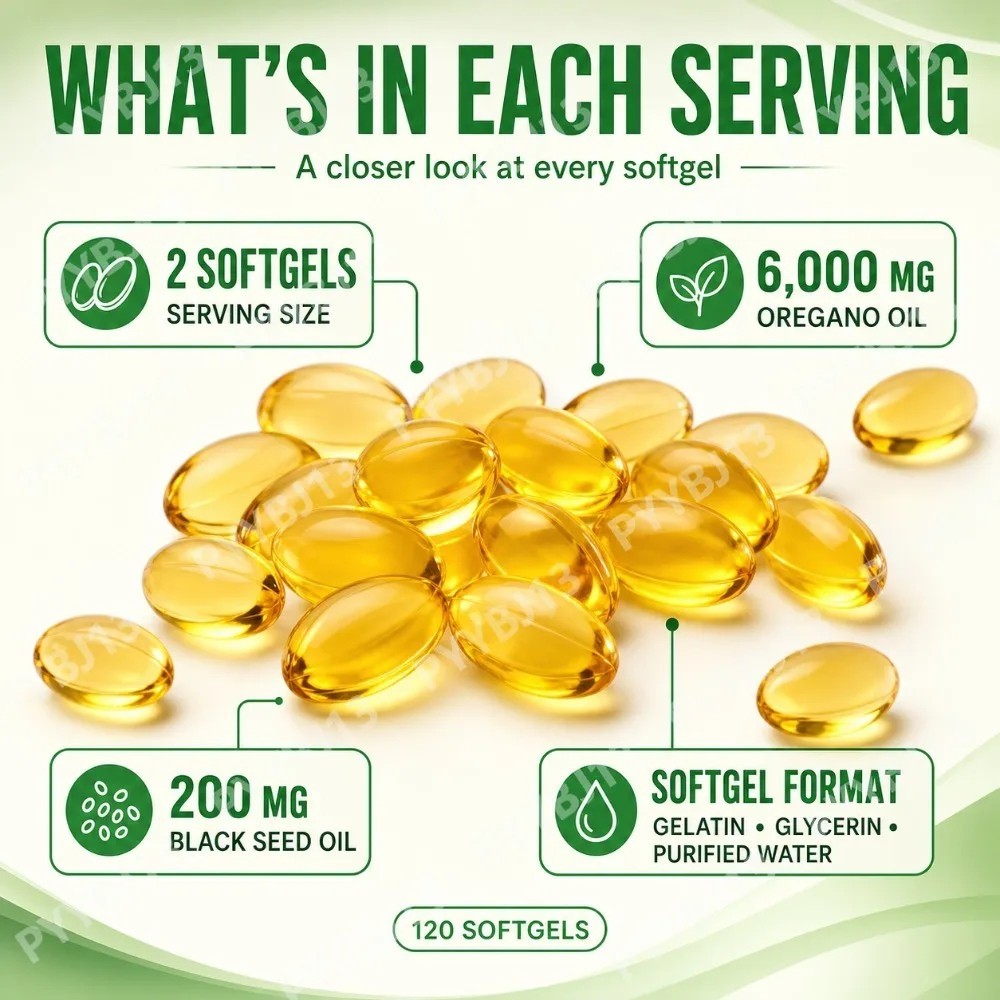Wild Oregano Oil Black Seed Oil Softgel Carvacrol Thymoquinone Immune Supplement