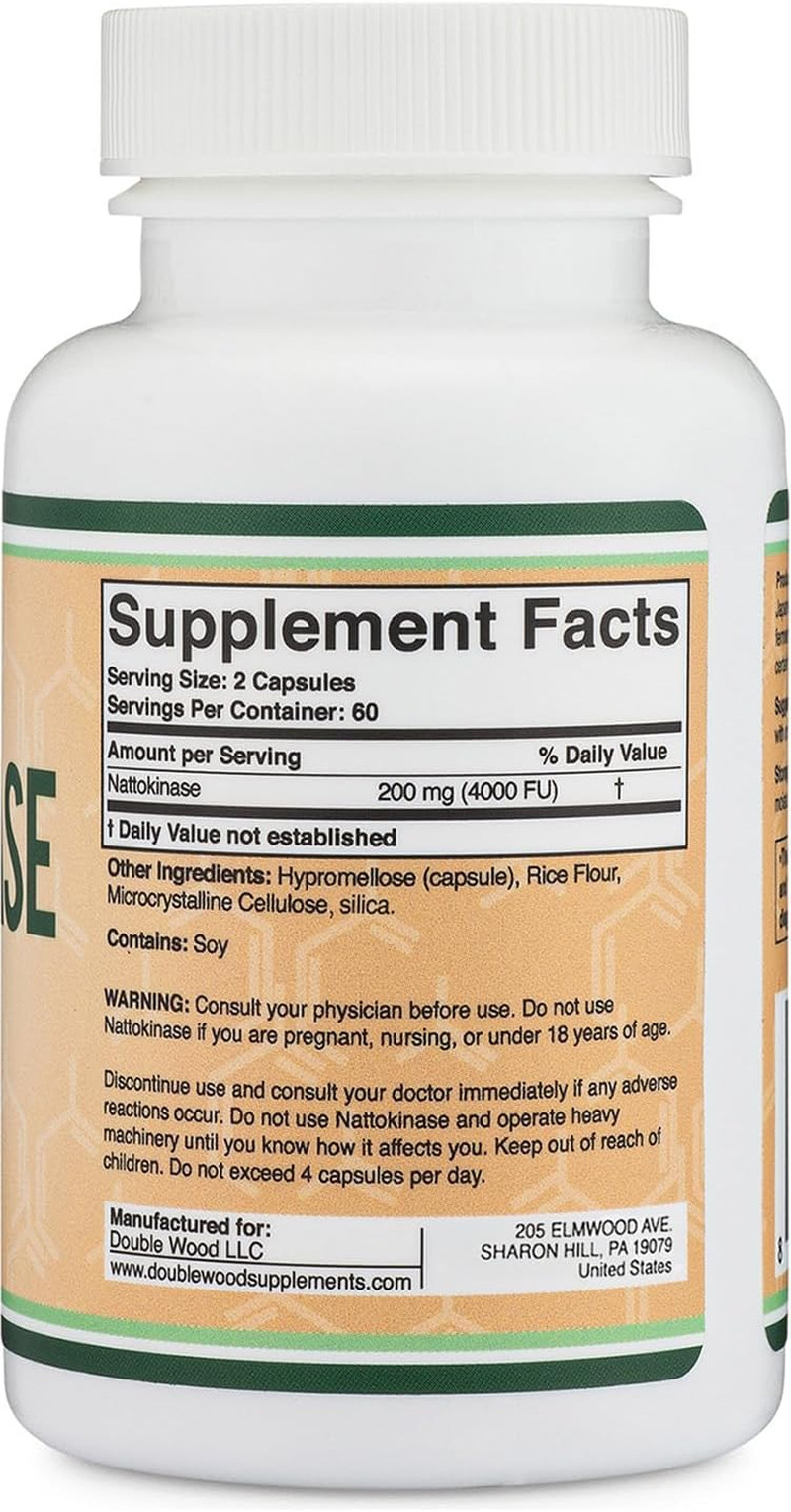 Nattokinase Supplement 4,000 FU Servings, 120 Capsules (Derived from Japanese Na