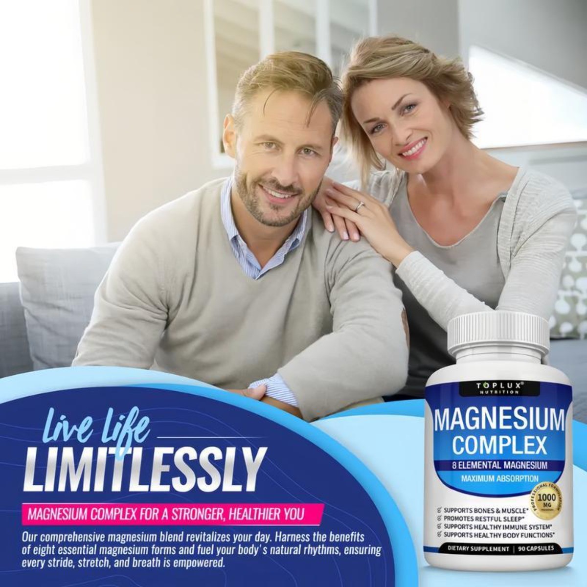 Magnesium Complex – 8 Forms for Sleep, Muscle & Bone Support,, 90ct