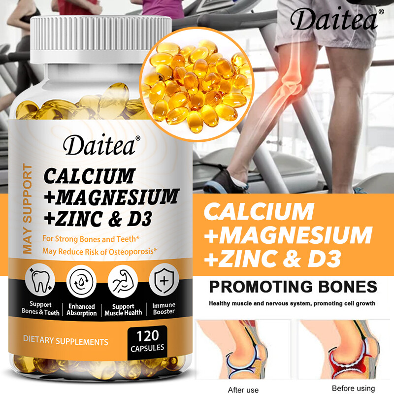 Calcium Magnesium Zinc Capsules Strong Bones &Teeth Nerve & Muscle Support 120pc