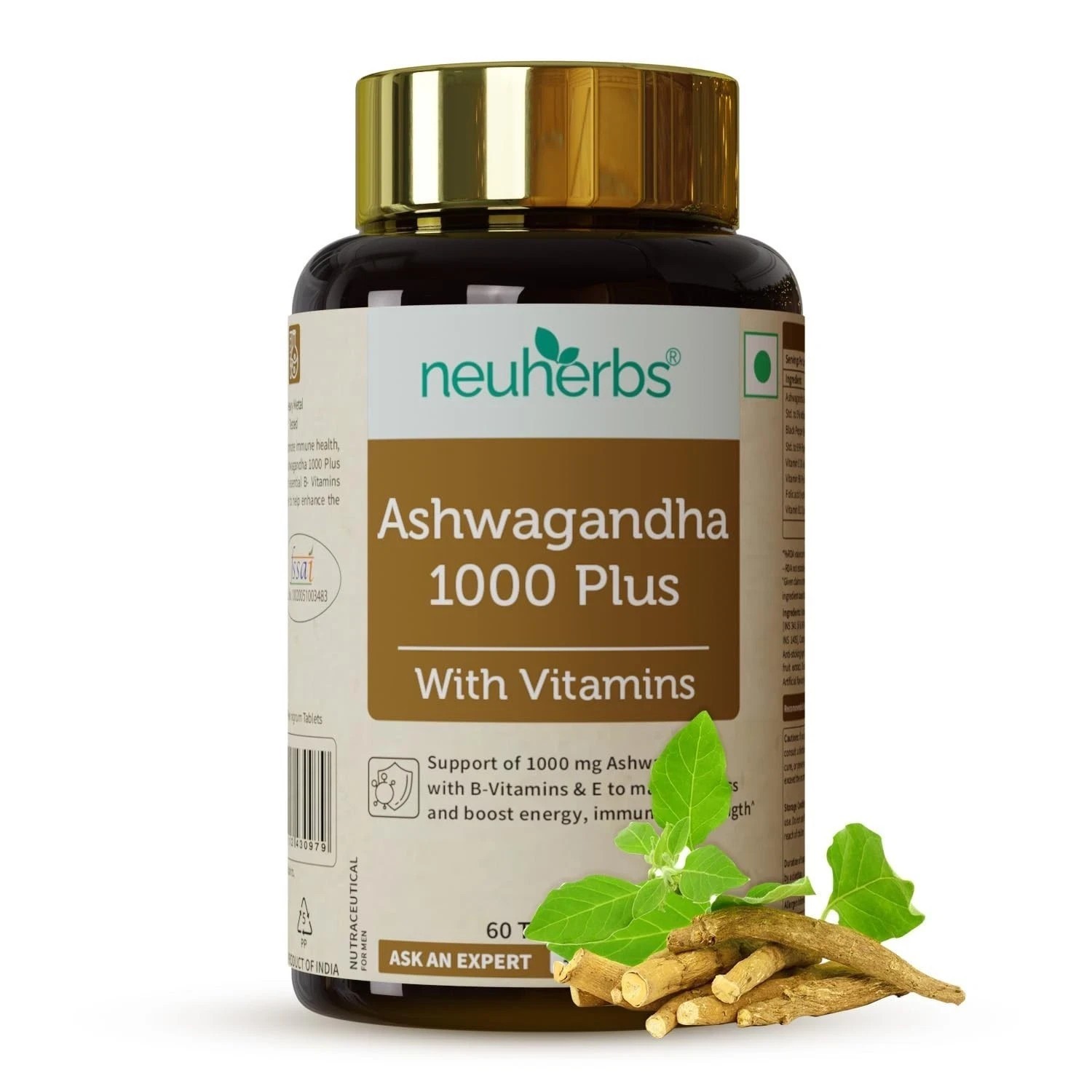 Ashwagandha 1000mg Tablets | Manage Anxiety & Stress Relief | N043