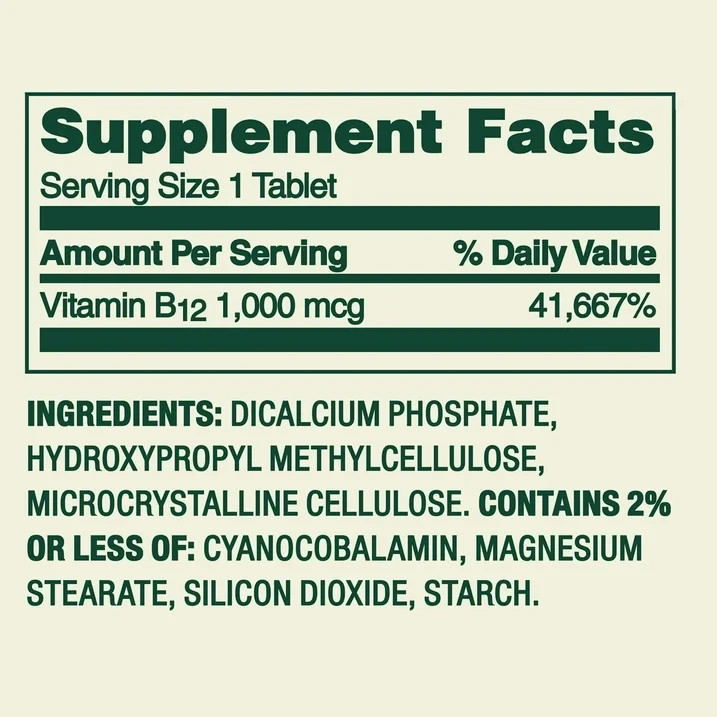 Spring Valley Vitamin B12 1000 mcg Timed-Release Tablets – 60 Count or 300 Count