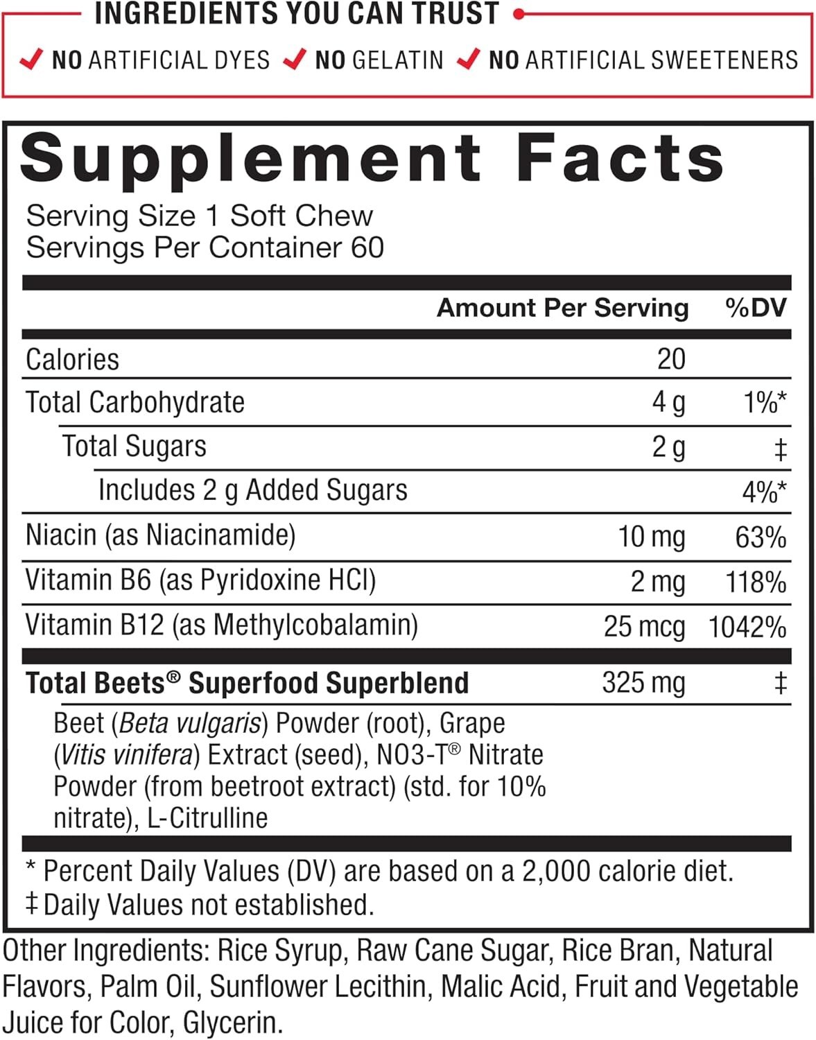 Force Factor Total Beets Blood Pressure Support, Beet Root Supplement Soft Chew