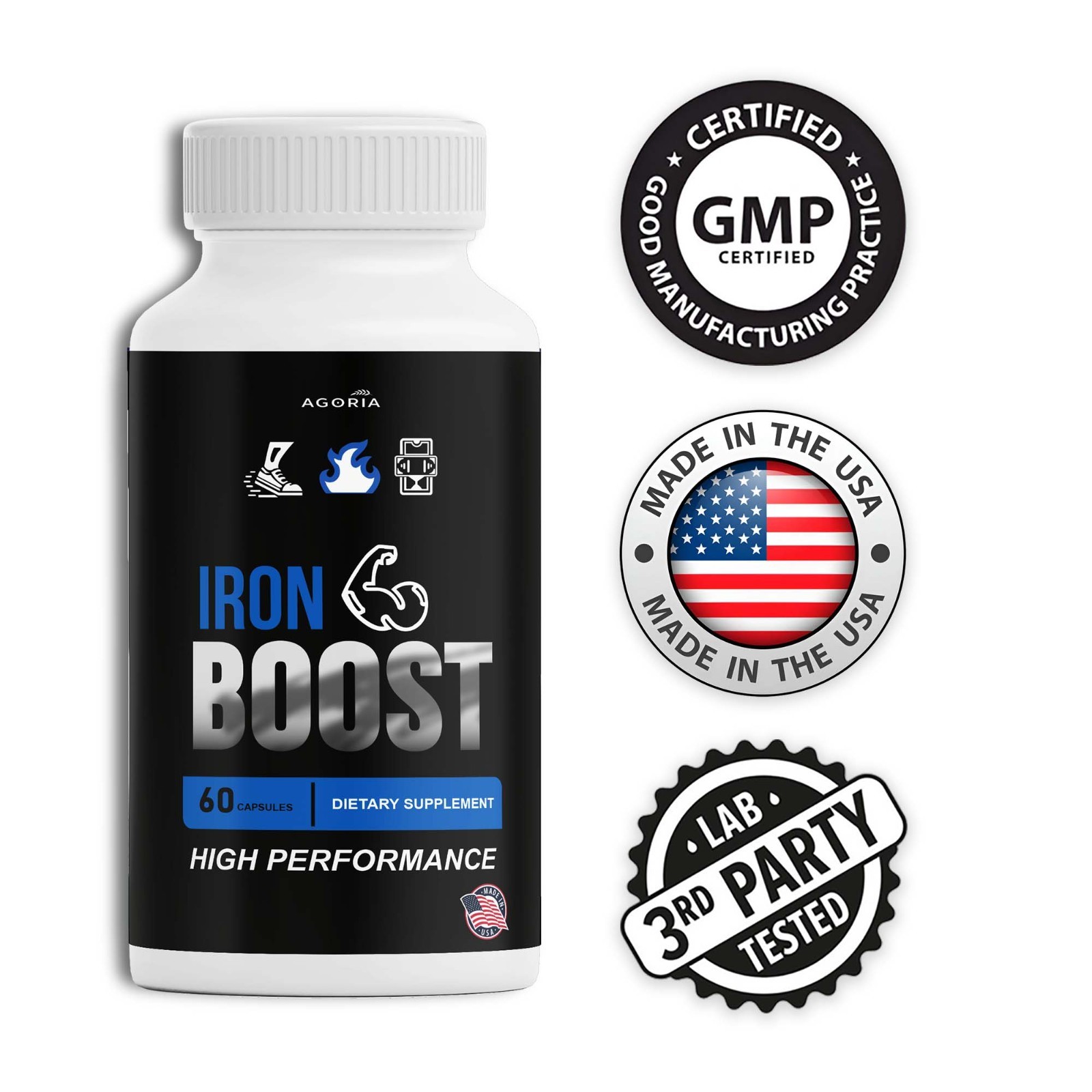 (6 Pack) Iron Boost High Performance Supplement, IronBoost Capsules