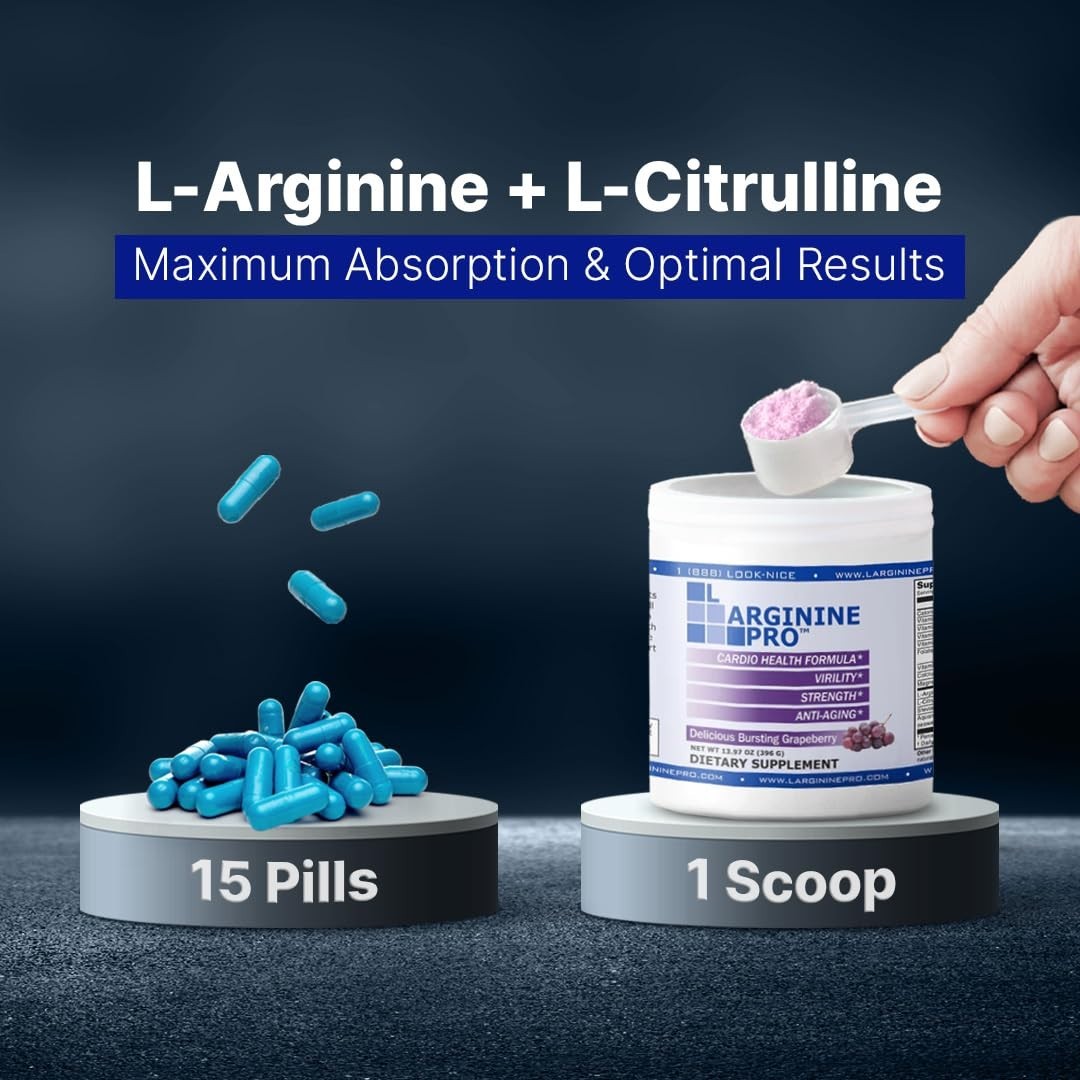 L-Arginine & L-Citrulline Powder Drink Mix | 5,500mg Nitric Oxide Booster | Pre