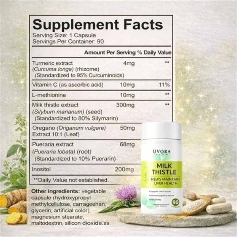 Uvora Milk Thistle Detox, Premium Herbal Supplement With Milk Thistle Extrac…