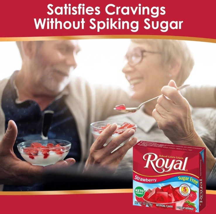 Royal Gelatin Sugar Free ORANGE Flavor Pack of 12 Boxes