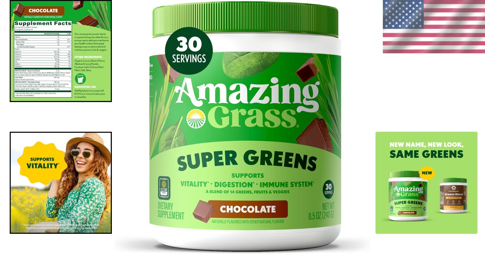 Nutrient-Dense Organic Greens Powder – Plant-Based Energy Boost, 30 Servings