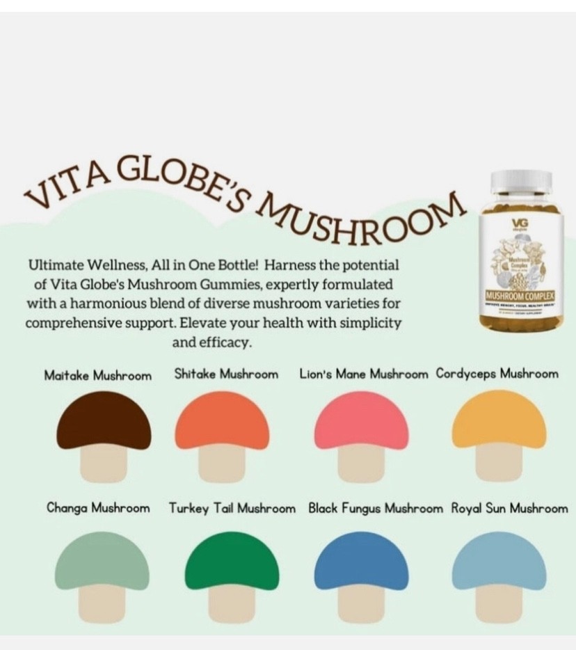 Mushroom Complex Gummies – Vita Globe Supports Focus and Memory – 14ct Bag