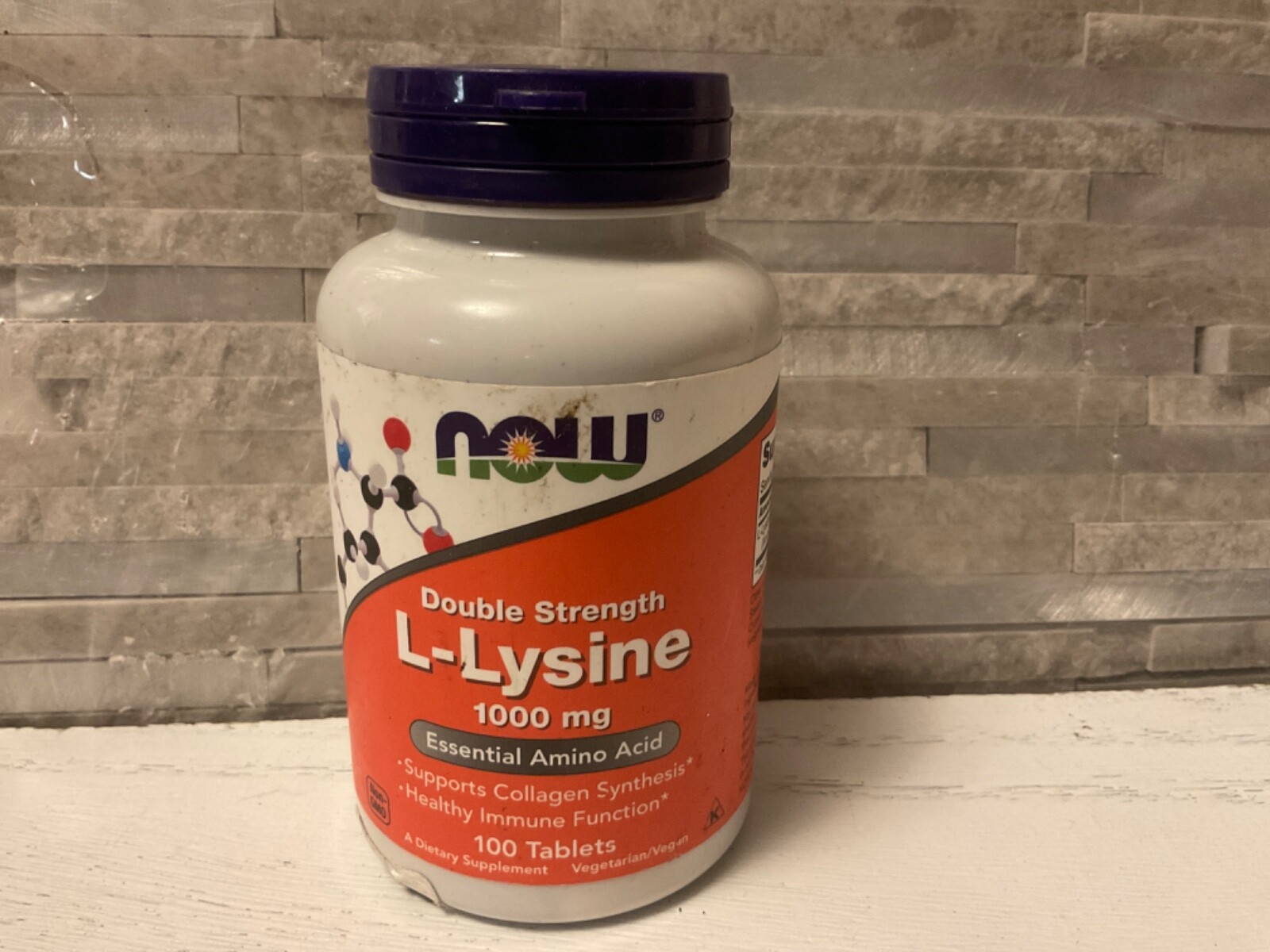 Now Foods L-Lysine 1000mg Collagen Synthesis Double Strength 100 Tabs 6/28