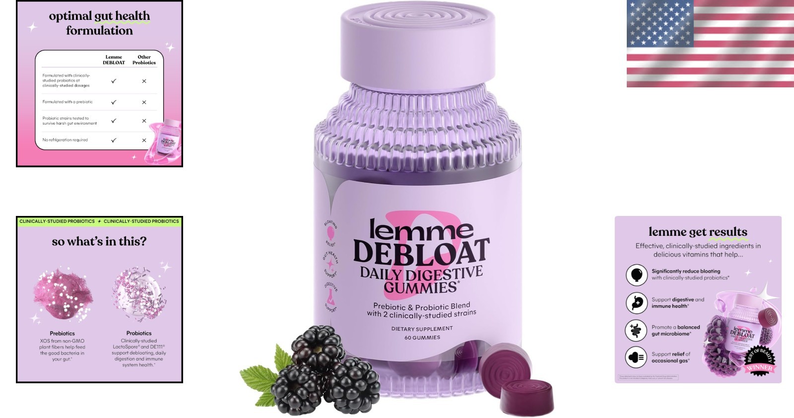 Clinically Proven Probiotics in Debloat Gummies – 60 Count for Bloating Relief