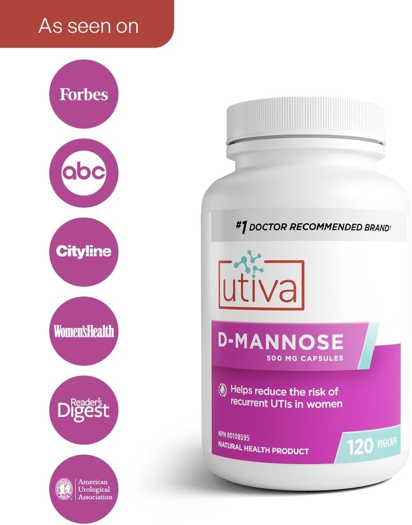 Utiva D-Mannose 2000 mg, Bladder & Urinary Tract Support, 120 Capsules | Supp…