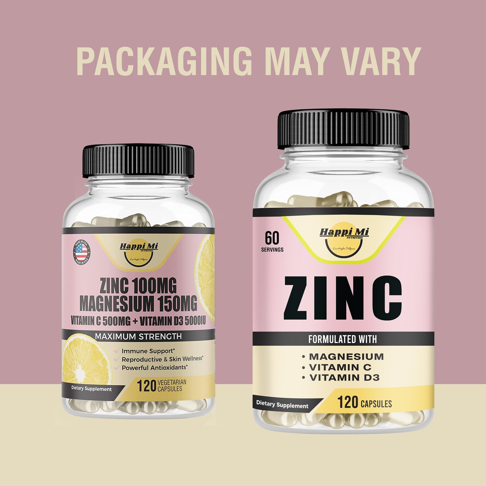 Happi Mi Nutrition Zinc, Zinc 100mg, Magnesium 120 Count (Pack of 1)