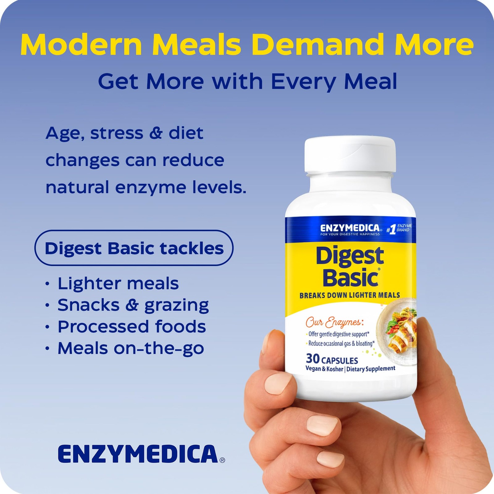 Digest Basic – Digestive Enzyme Supplement for Women & Men, Enzyme Capsules f…