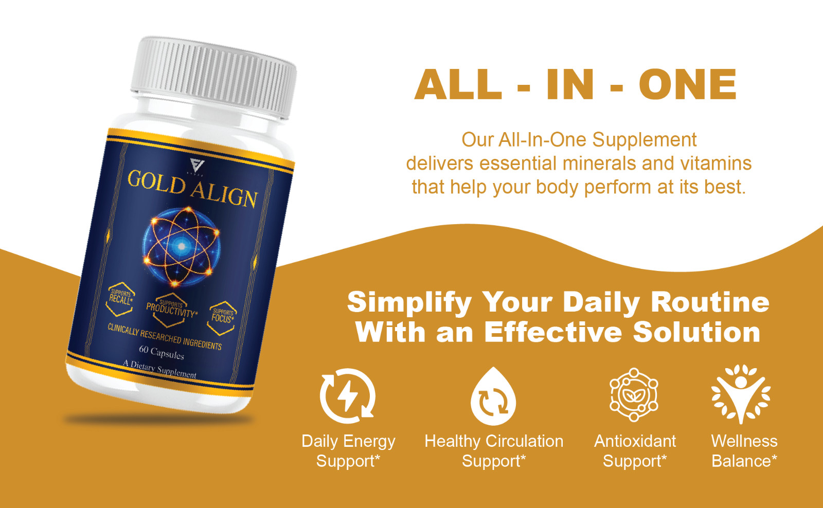 (3 Pack) Gold Align Advanced Brain Support, GoldAlign Supplement (180 Capsules)